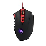 Redragon M901 Gaming Mouse RGB Backlit MMO 19 Macro Programmable Buttons with Weight Tuning Set, 12400 DPI for Windows PC Computer (Wired, Black)