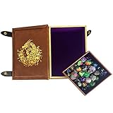 Fantasydice Book-Shaped Gold/Purple Fire Dragon Rolling Magic Book Tray for All Tabletop RPGs Like D&D, Call of Cthulhu, Shadowrun.