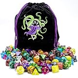 Wiz Dice DND Dice Set - 140 Pieces Total (20 Sets of 7 Dice in Unique Colors) & Storage D&D Dice Bag-Polyhedral Role Playing Dice - Perfect DND Accessories for TTRPG Dice Games - Bag of Devouring