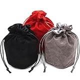 IvyFieldDice Red/Grey/Black Drawstring Dice Bag - Dungeons and Dragons Fabric/Standing Cotton Fabric Dice bag/D&D Dice Pouch/Small Pouch/Also can be used as a Velvet Jewelry Bag(3 Colors for One Set)