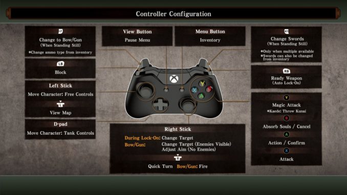 Onimusha Warlords Xbox One Controls