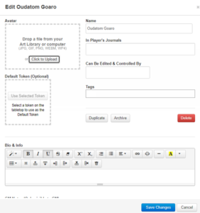 Roll20 Character Sheets